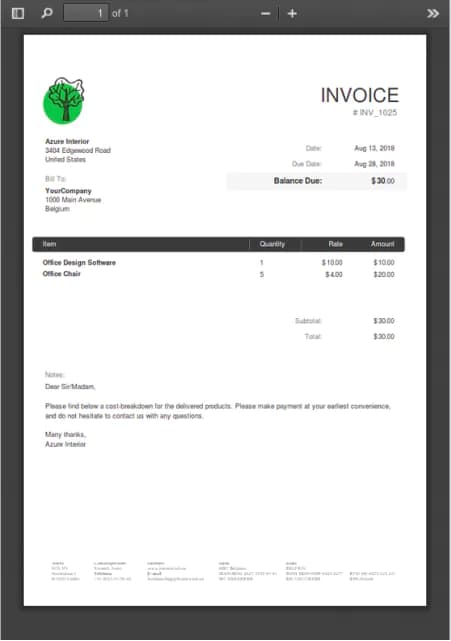 Original vendor invoice PDF
